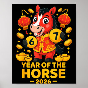 Póster Año del Caballo 2026 Caballo 67 Meme Año Nuevo Chi