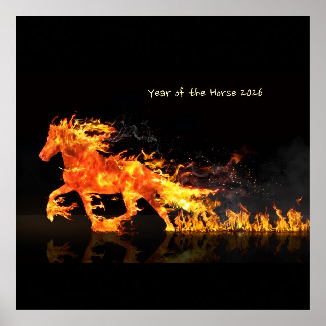 Póster Año del Caballo 2026 (Caballo de Fuego) (Frente)