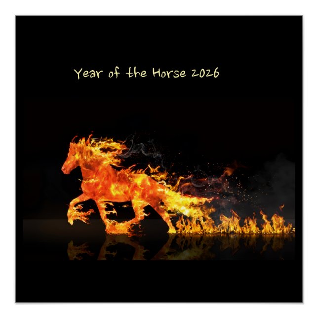 Póster Año del Caballo 2026 (Caballo de Fuego) (Anverso)