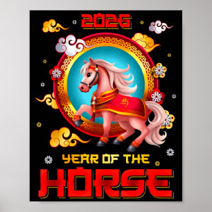 Póster Año del Caballo 2026 Feliz Año Nuevo Chino 2026
