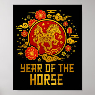 Póster Año del Caballo Año Nuevo Chino 2026 Zodíaco Hor