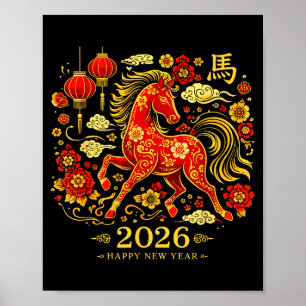 Póster Año del Caballo Celebración del Zodiaco Chino