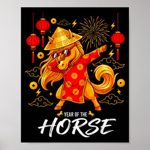 Póster Año del Caballo Dabbing Zodiaco Caballo Año Nuevo