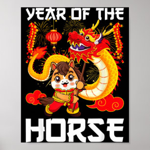 Póster Año del Caballo Danza del Dragón Chino Año Nuevo L
