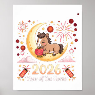 Póster Año del Caballo de Fuego 2026 Año Nuevo Chino Fest