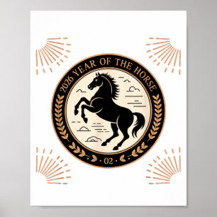 Póster Año del Caballo de Fuego 2026 Festivo Año Nuevo Ch