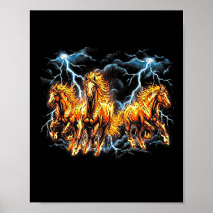 Póster Año del caballo de fuego 2026 zodíaco chino 90s vi