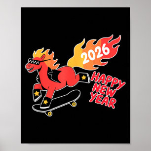 Póster Año del Caballo de Fuego – Año Nuevo del Zodiaco C
