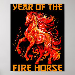 Póster Año del Caballo de Fuego Feliz Año Nuevo Lunar Chi