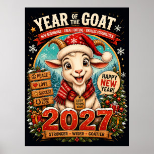 Póster Año Del Caballo De La Cabra 2027 Año Nuevo Zodiaca