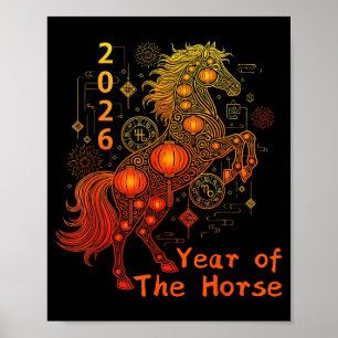 Póster Año del Caballo Feliz Año Nuevo Lunar Chino 202