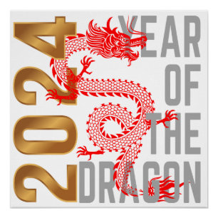 Póster Año del Dragón 2024 zodiaco chino