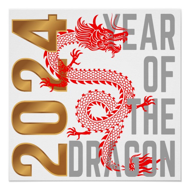 Póster Año del Dragón 2024 zodiaco chino (Anverso)
