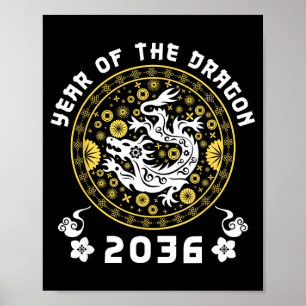 Póster Año del Dragón 2036 Zodiaco Chino Año Nuevo Lunar