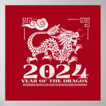 Año del dragón de los zodiacos chinos rojos 2024