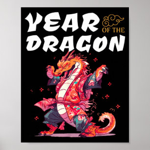 Póster Año Del Dragón Dragones Divertidos Zodiaco Chino S