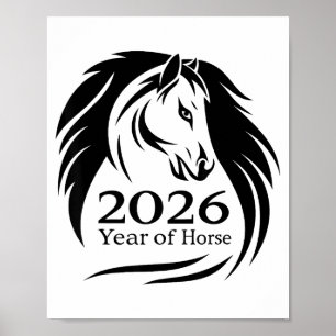 Póster Año Festivo Del Caballo De Fuego 2026 Año Nuevo Ch