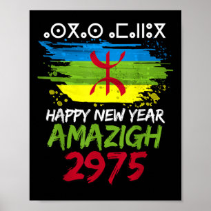 Póster Año Nuevo Amazigh 2975 Bandera Amazigh Feliz Yenna