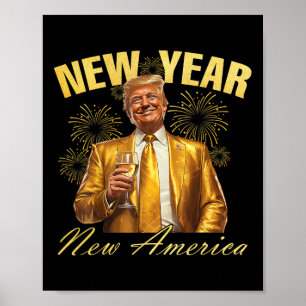Póster Año Nuevo América Feliz Año Nuevo Fiesta 2025 Tru