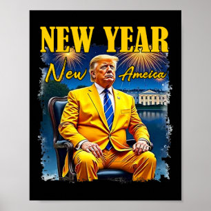 Póster Año Nuevo América Feliz Año Nuevo Fiesta 2025 Tru