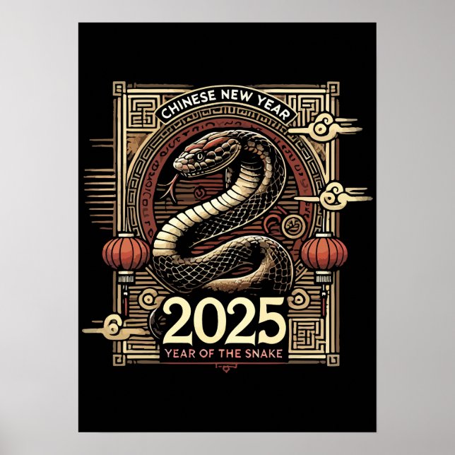 Póster Año Nuevo Chino 2025 Año Lunar de Serpiente (Frente)