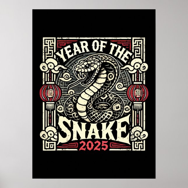 Póster Año Nuevo Chino 2025 Año Lunar de Serpiente (Frente)