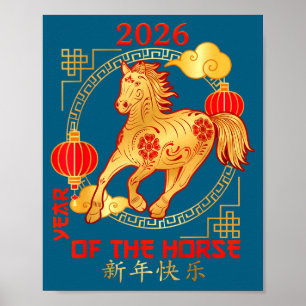 Póster Año Nuevo Chino 2026 Año del Caballo 