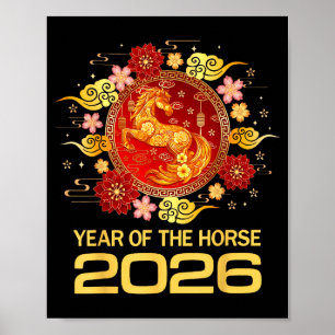 Póster Año Nuevo Chino 2026 Año del Caballo 