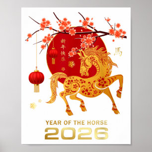 Póster Año Nuevo Chino 2026 Año del Caballo