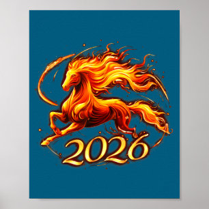 Póster Año Nuevo Chino 2026 Año del Caballo Caballo de Fu