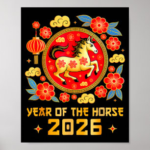 Póster Año Nuevo Chino 2026 Año Del Caballo Feliz Año Nue