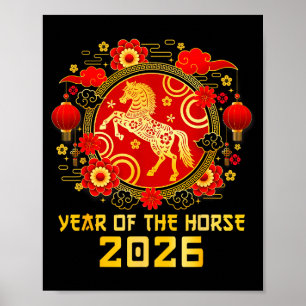 Póster Año Nuevo Chino 2026 Año Del Caballo Feliz Año Nue