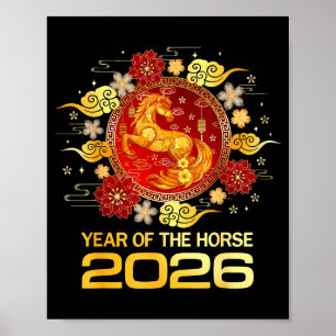 Póster Año Nuevo Chino 2026 Año Del Caballo Feliz Año Nue