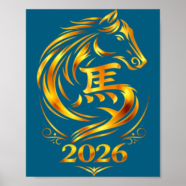 Póster Año nuevo chino 2026 caballo de fuego  (Frente)