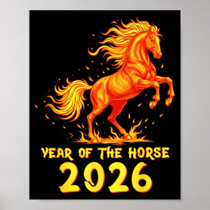 Póster Año Nuevo Chino 2026 Caballo Feliz Año Nuevo Chino