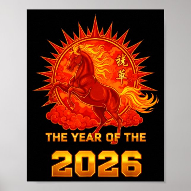 Póster Año Nuevo Chino 2026 Del Caballo De Fuego Hombres  (Frente)