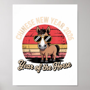 Póster Año Nuevo Chino 2026 Sungueras de caballo Año Nuev