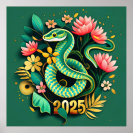 Póster Año Nuevo Chino de la Serpiente de la Madera 2025 