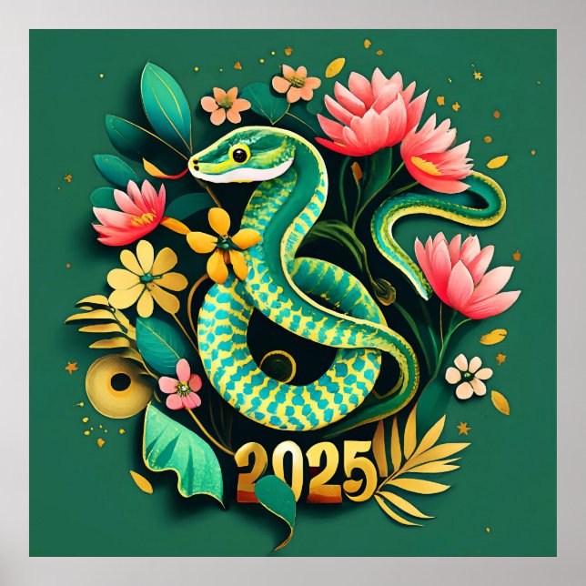 Póster Año Nuevo Chino de la Serpiente de la Madera 2025  (Frente)