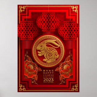 Póster Año Nuevo Chino del Conejo 2023