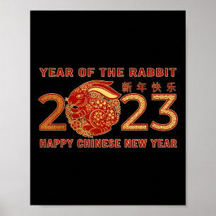 Póster Año Nuevo Chino Del Conejo Zodiaco En 2023 Wa
