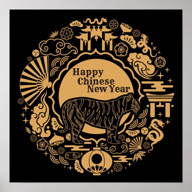 Póster Año Nuevo Chino del Tigre (Frente)