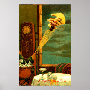 Póster Año Nuevo de Champagne 1908