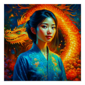 Póster Año Nuevo del dragón chino
