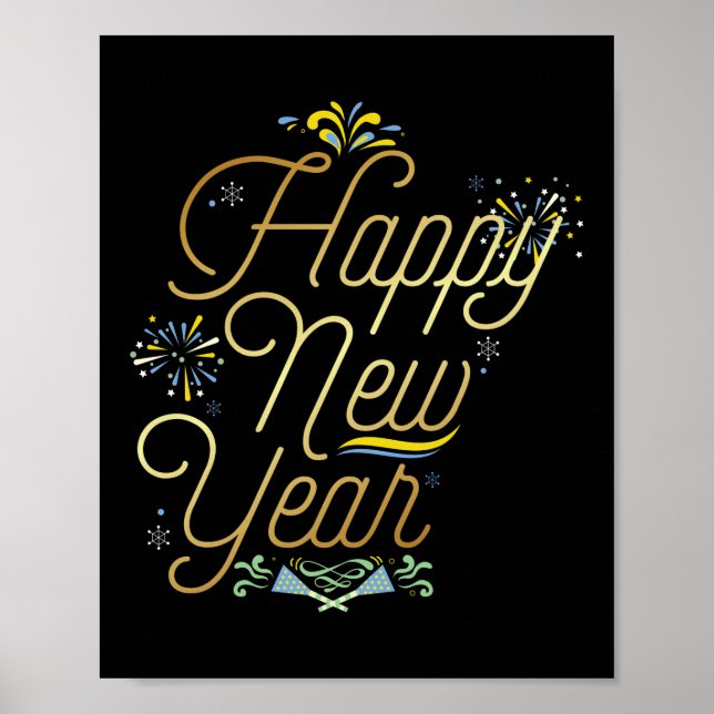 Póster Año Nuevo Feliz Año Nuevo (Frente)