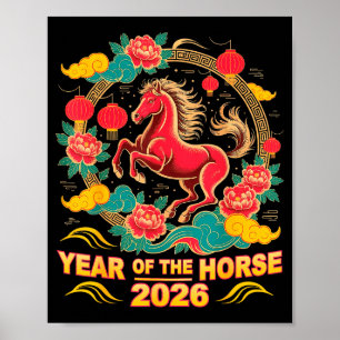 Póster Año Nuevo Lunar Chino 2026 2026 Año del Caballo