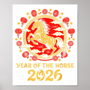 Póster Año Nuevo Lunar Chino 2026 Año del Caballo Zodiaco