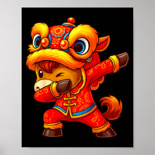 Póster Año Nuevo Lunar Chino del Caballo Divertido Dabbin