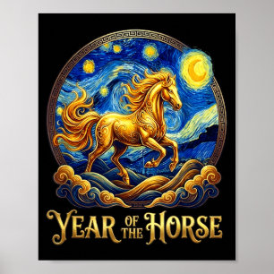 Póster Año nuevo lunar el año del caballo zodíaco chino f