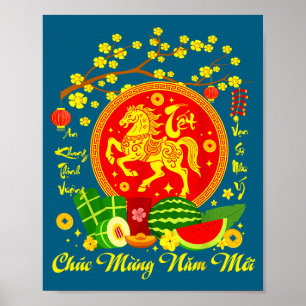 Póster Año Nuevo Lunar Vietnamita 2026 Tet Viet Chuc Mung